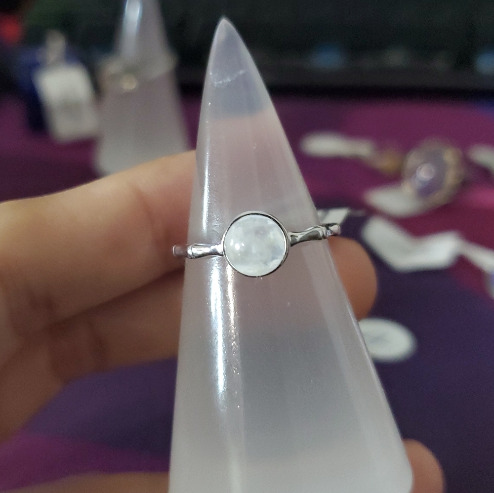 Rainbow Moonstone S295 Sterling silver Adjustable Ring